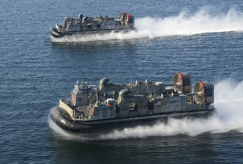 150612-N-HX127-125  Baltic Sea (Feb. 12, 2015) -- US Navy LCACs perform maneuvers during Baltic Operations (BALTOPS) 2015. BALTOPS is an annual multinational exercise designed to enhance flexibility and interoperability, as well as demonstrate resolve among allied and partner forces to defend the Baltic region. (U.S. Navy photo by Mass Communications Specialist 3rd Class Timothy M. Ahearn/Released)