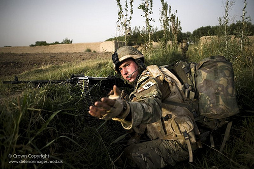 Soldier from 1st Battalion The Duke of Lancaster's Regiment During a Firefight with Afghan Insurgents